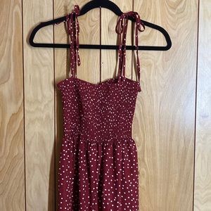 Wide-Leg Romper Jumpsuit Red Polkadot